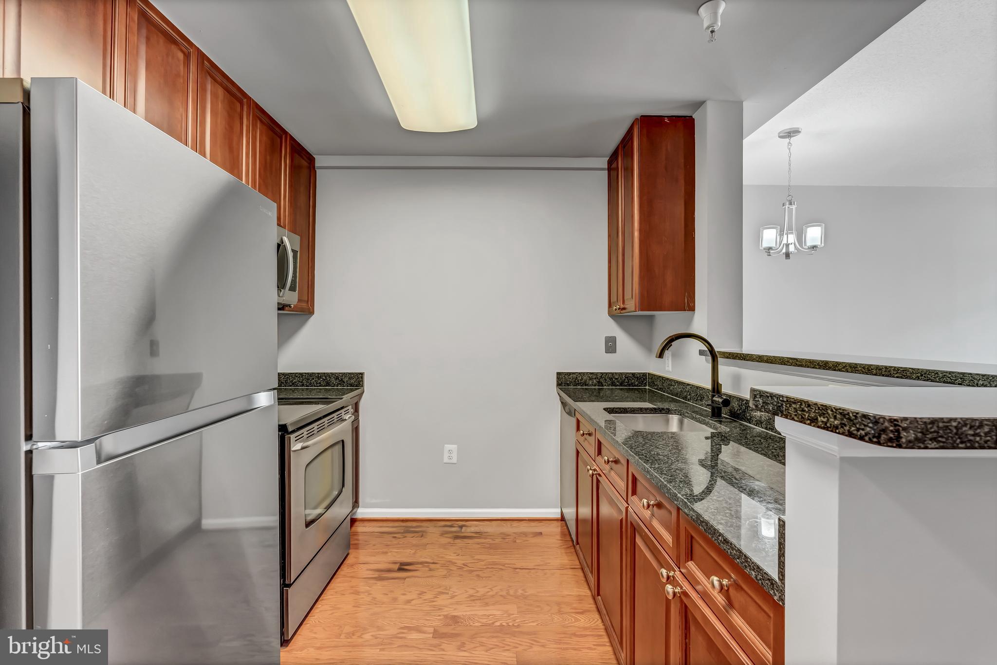 11700 Old Georgetown Road, Unit 1314 North Bethesda, MD 20852 - Photo 19 of 29 a kitchen with stainless steel appliances granite countertop a sink and a refrigerator