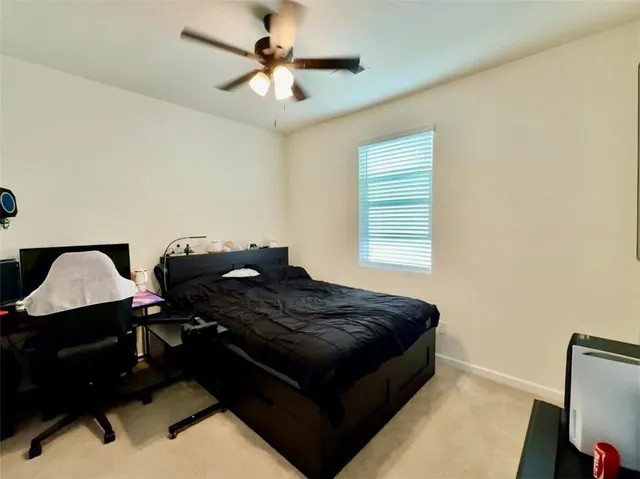 a living room with a bed furniture and a window