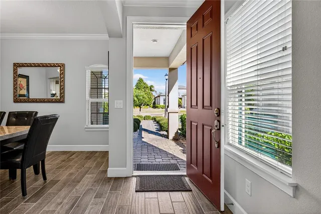 a view of a balcony with chairs
