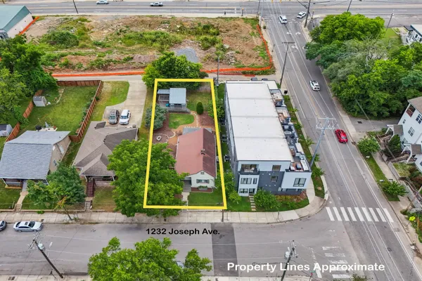 an aerial view of multiple house