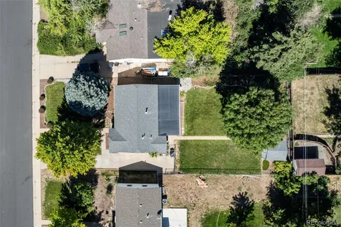 an aerial view of a garden