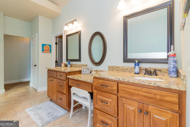 a room with furniture and air hockey table