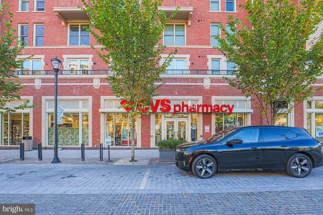 a view of a building with a street