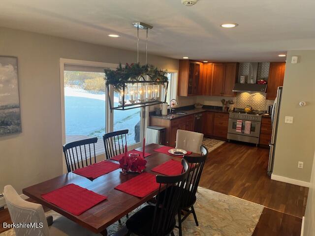 188 Hillsdale Road Egremont, MA 01230 - Photo 7 of 32 a kitchen with sink refrigerator dining table and chairs