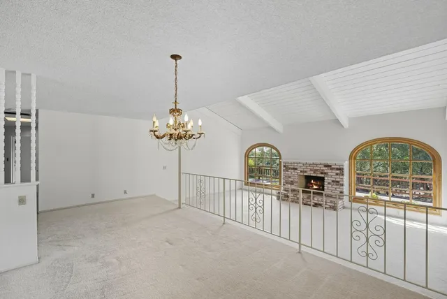 a view of a room with painted walls