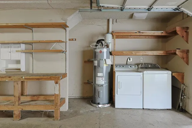a storage room with washer and dryer