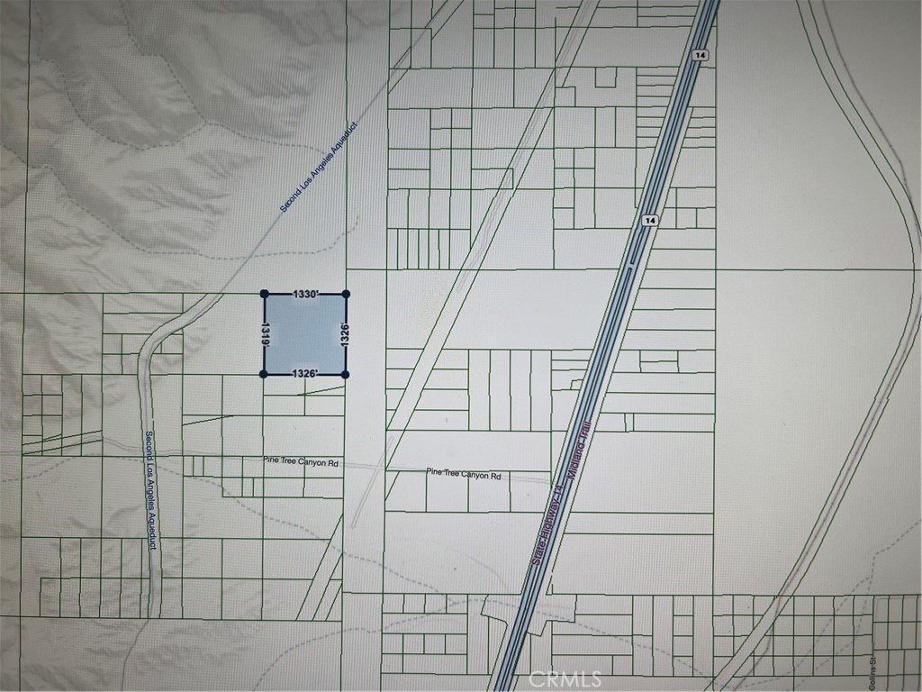 0 Pine Tree Canyon Road Mojave, CA 93501 - Photo 1 of 1 Map showing parcel dimensions and location to 14 Frwy and Pine Tree Canyon Rd.