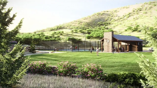 a view of a big yard next to a large building