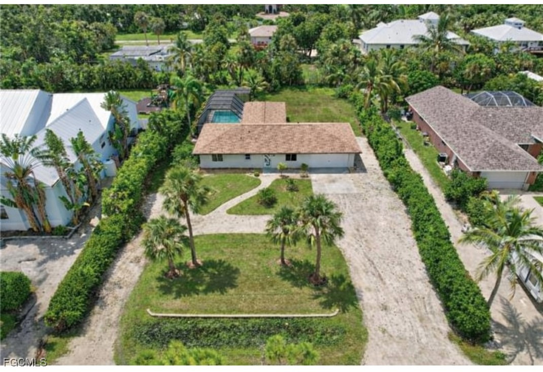 an aerial view of a house