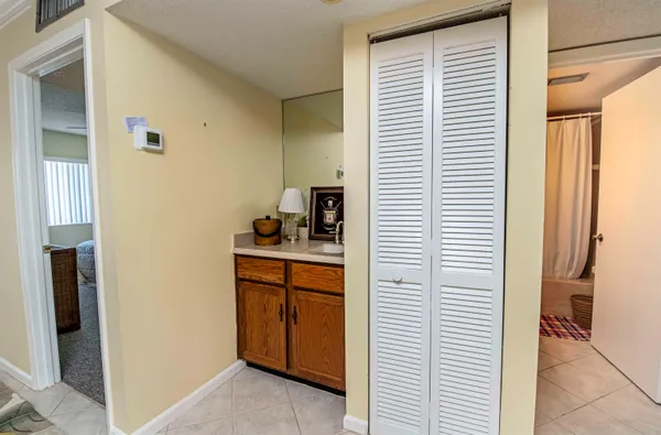 a room with closet and window