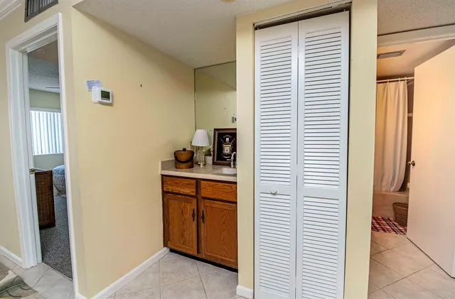 a room with closet and window