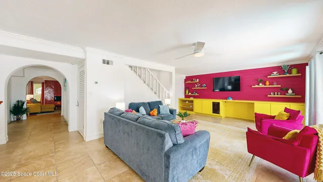 a living room with furniture