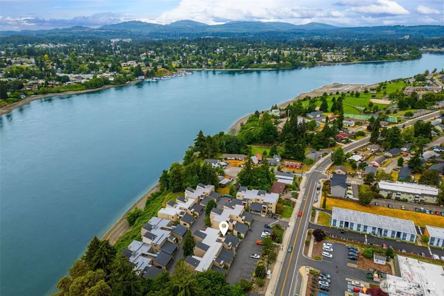 a view of a city with lake view