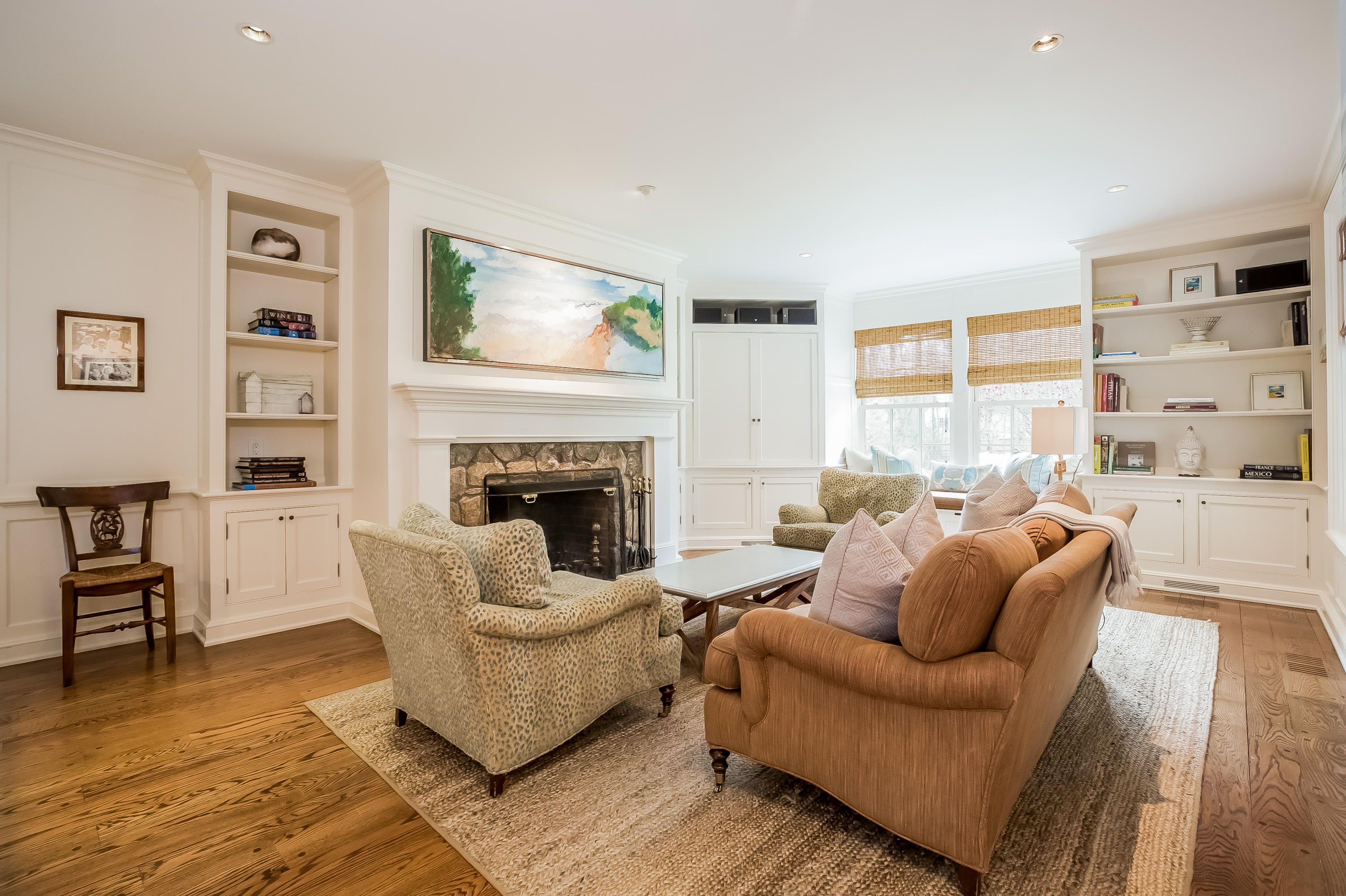 8 Haskell Lane Darien, CT 06820 - Photo 12 of 31 a living room with furniture and a fireplace