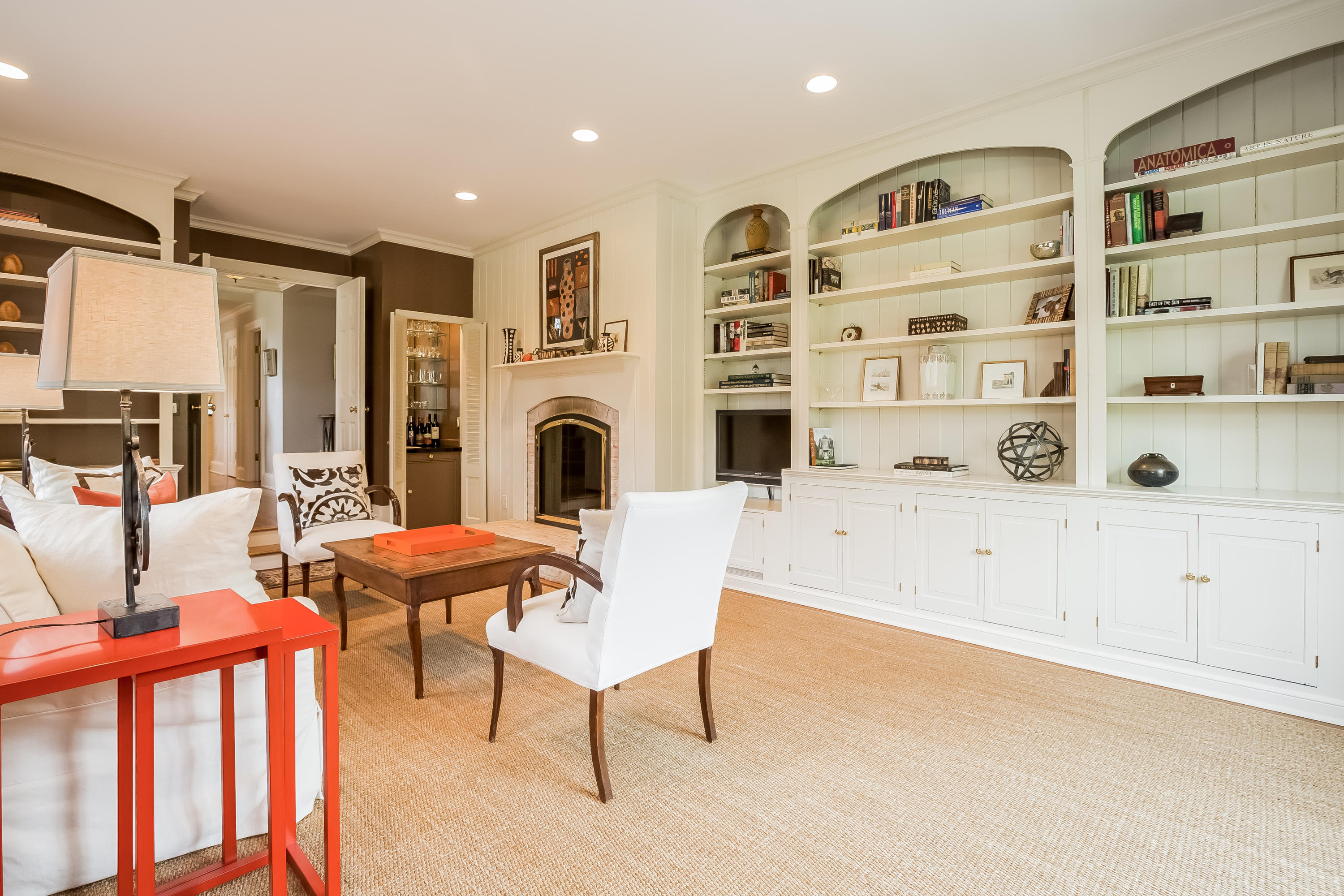 8 Haskell Lane Darien, CT 06820 - Photo 15 of 31 a living room with furniture a rug and white walls