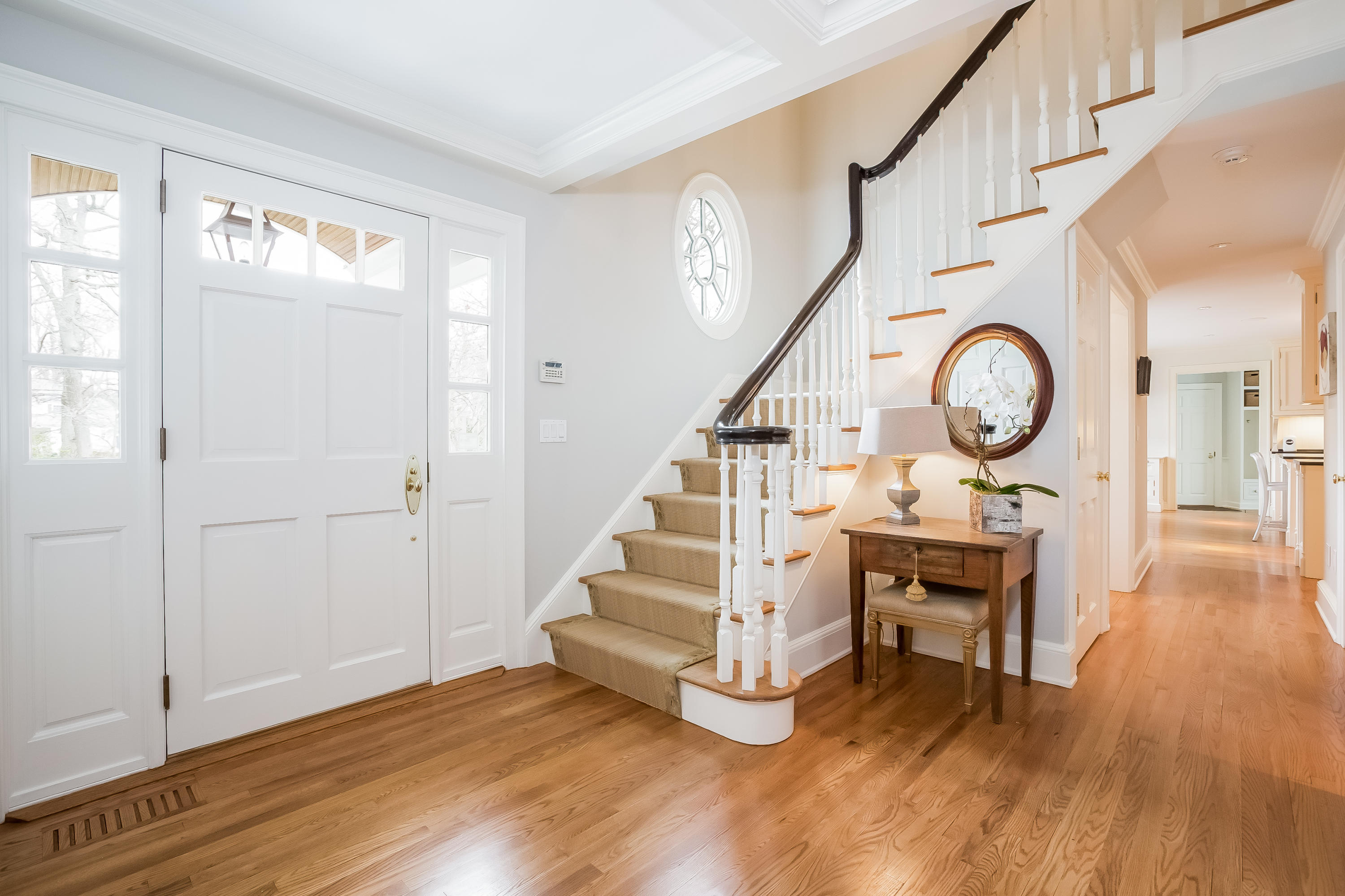 8 Haskell Lane Darien, CT 06820 - Photo 3 of 31 a view of entryway with wooden floor and stairs