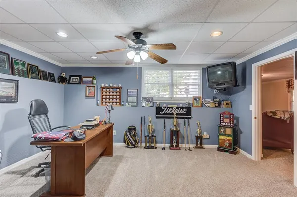 a room with pool table