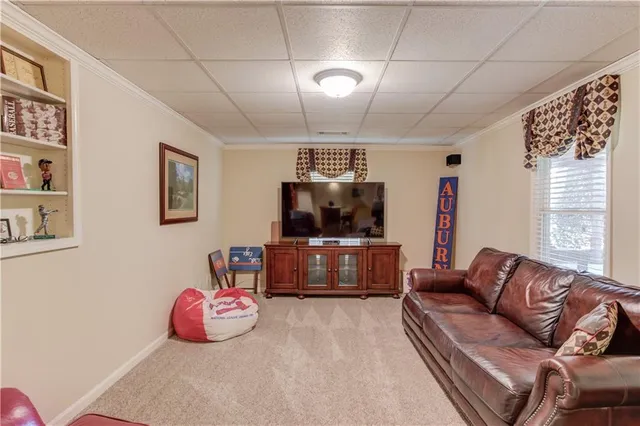 a view of a yard with a tree