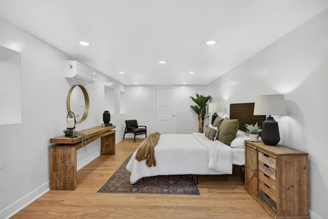 a kitchen with a sink and large window