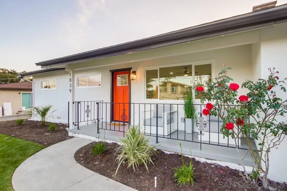 a front view of a house having patio