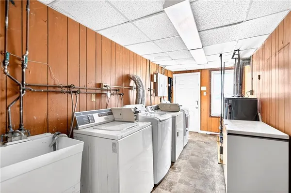 a front view of a building with glass windows