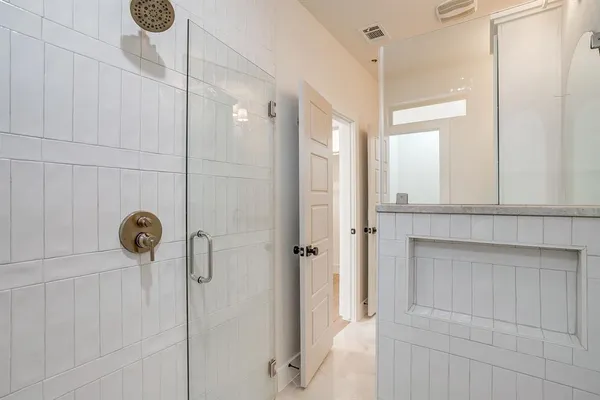 a bathroom with a shower