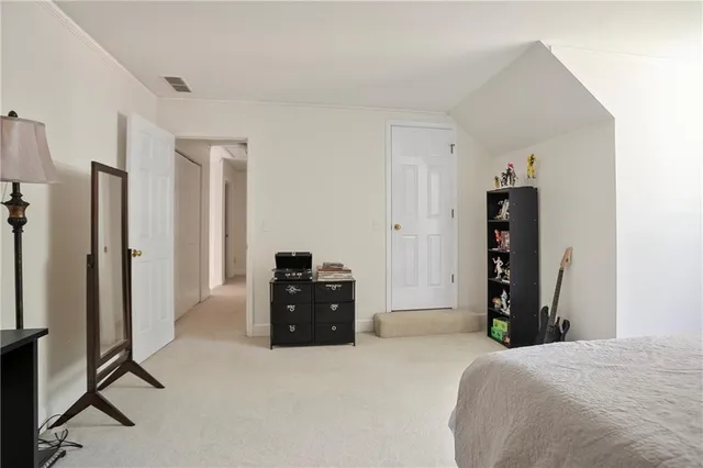 a living room with closet