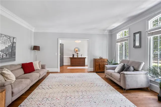 a living room with furniture and a couch