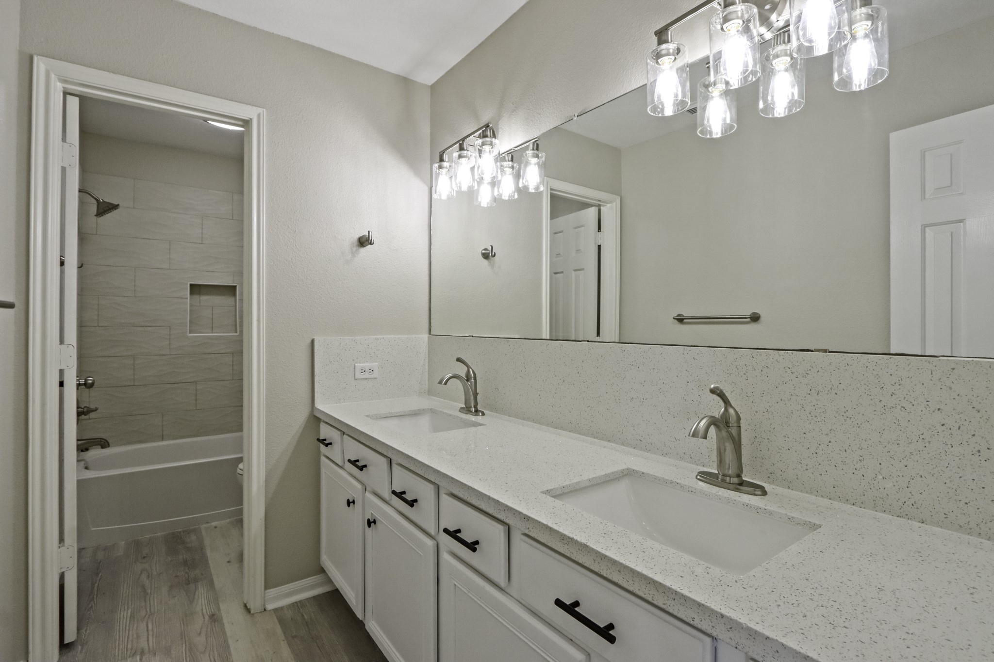 2445 Woods Road Brookshire, TX 77423 - Photo 17 of 29 a bathroom with a sink double vanity and a mirror