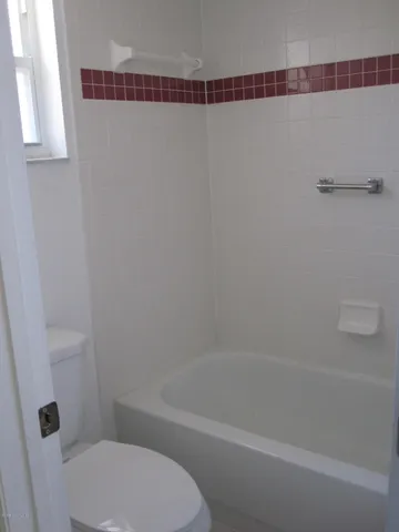 a bathroom with a toilet and a bathtub