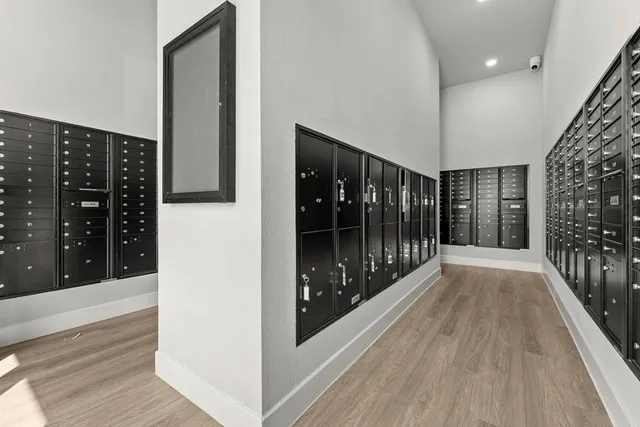 a view of gallery with windows