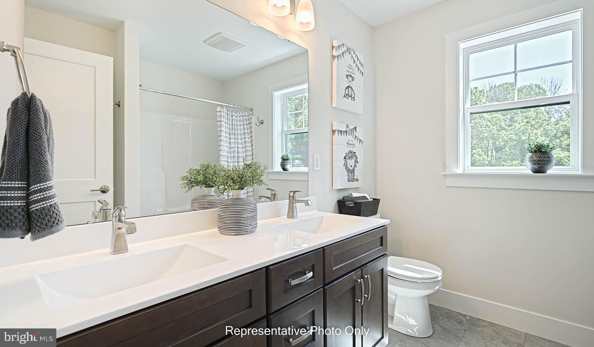 316 Goshawks Road Denver, PA 17517 - Photo 16 of 28 a bathroom with a double vanity sink toilet and a mirror