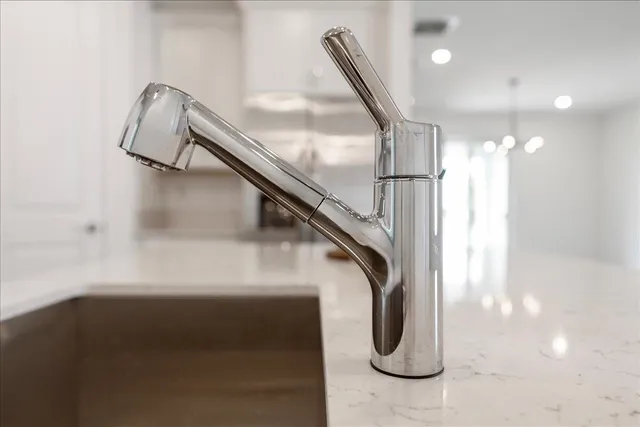 a close view of a chandelier in a room