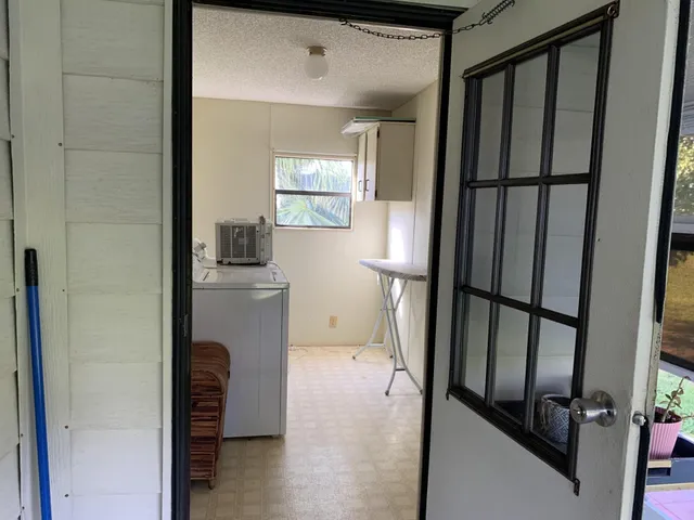 a view of a yard with an trees