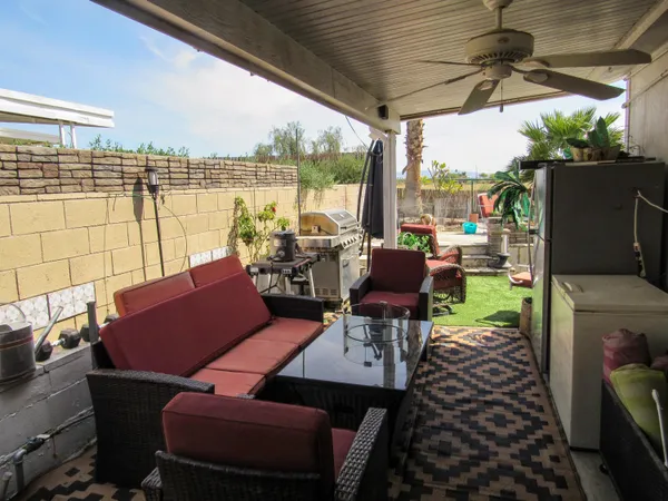 a outdoor view with a sitting space