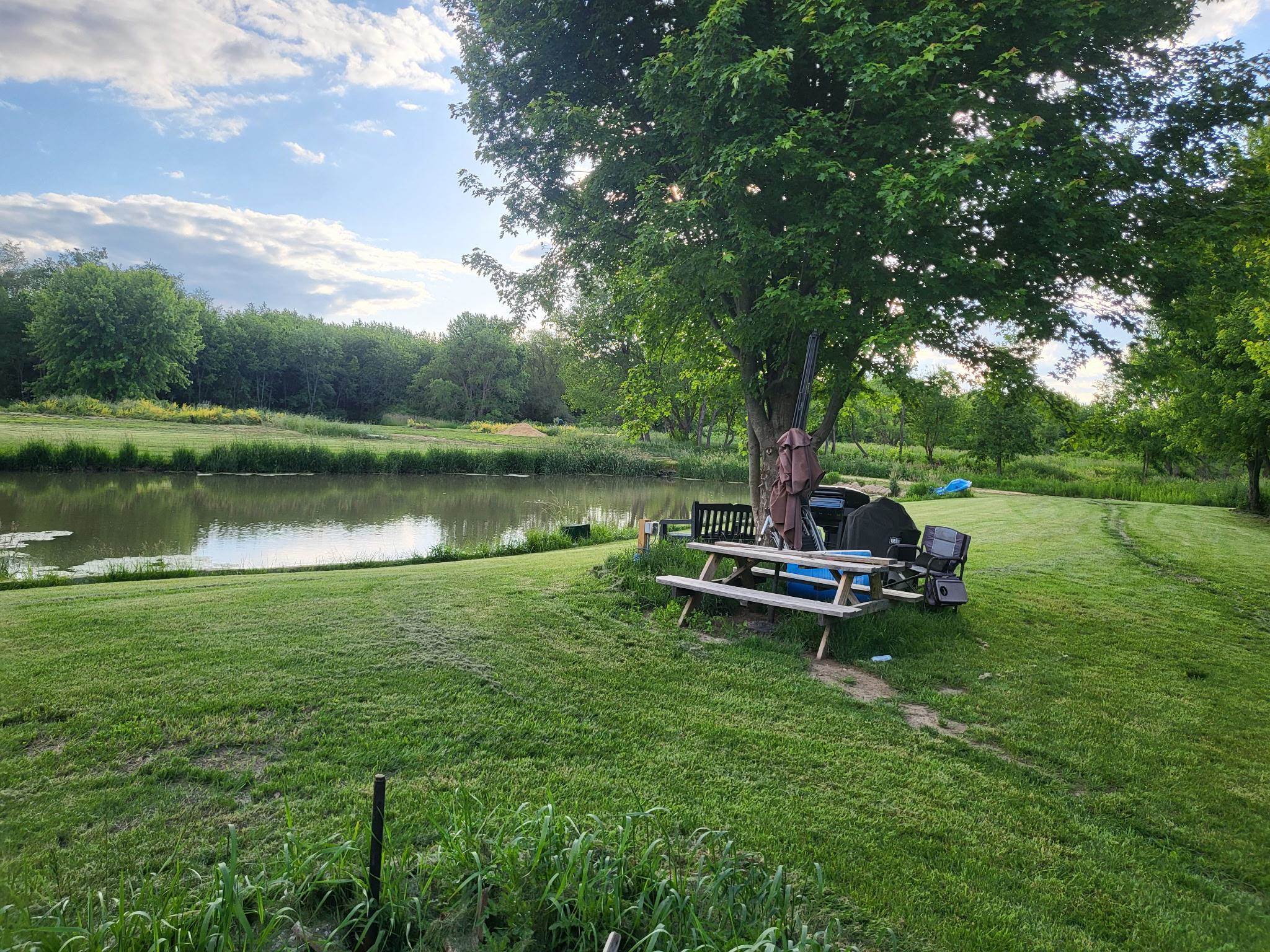 4414 North Tower Road Freeport, IL 61032 - Photo 6 of 8 a view of a lake with a garden and sitting area