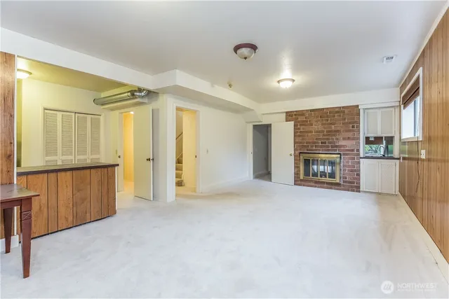 a view of a livingroom with a fireplace