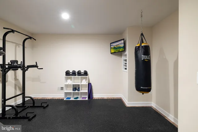 a view of a room with gym equipment