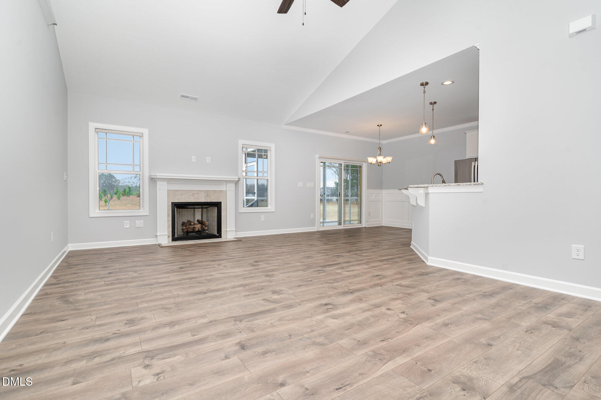 88 Bodacious Lane Benson, NC 27504 - Photo 6 of 32 a view of empty room with wooden floor and fireplace