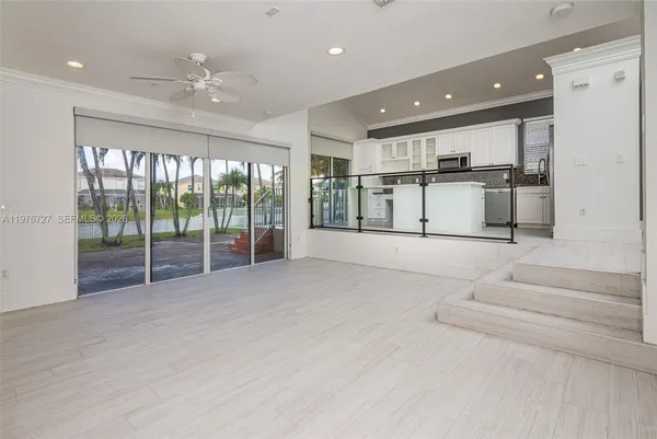 an empty room with sliding door