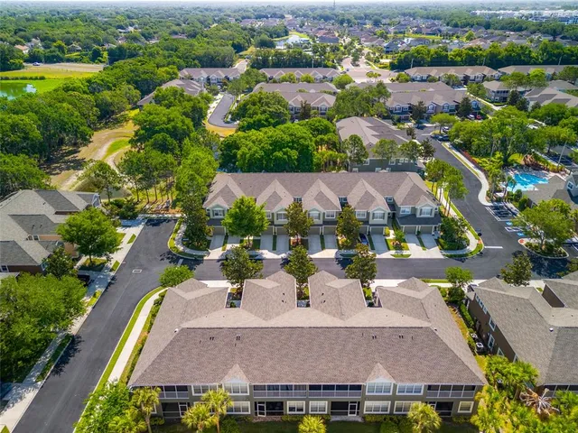 an aerial view of a house