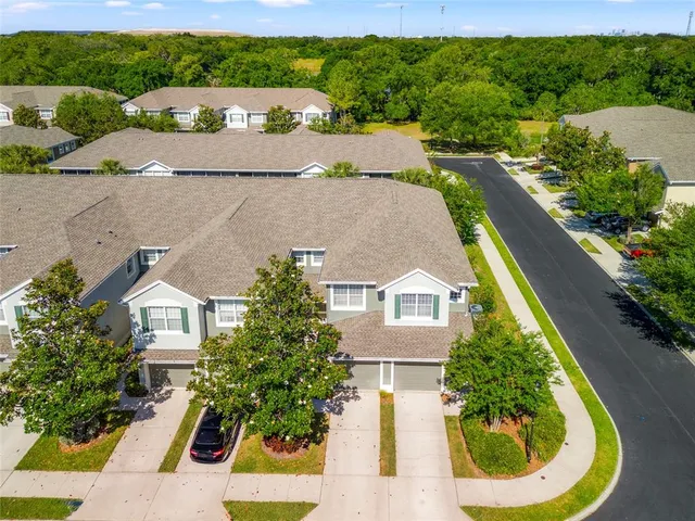 an aerial view of a house