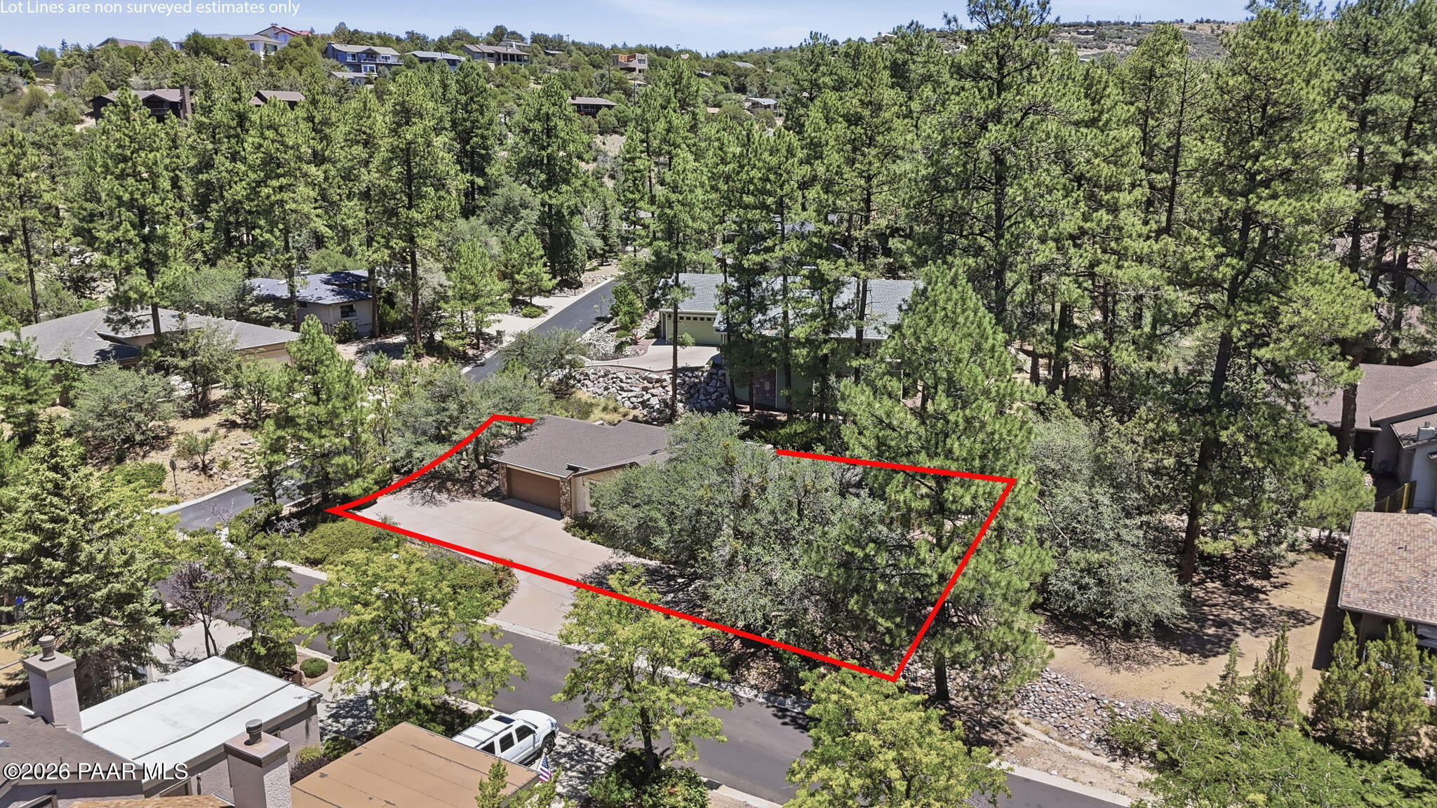 1370 Coyote Road Prescott, AZ 86303 - Photo 41 of 50 Aerial Front Lot Line