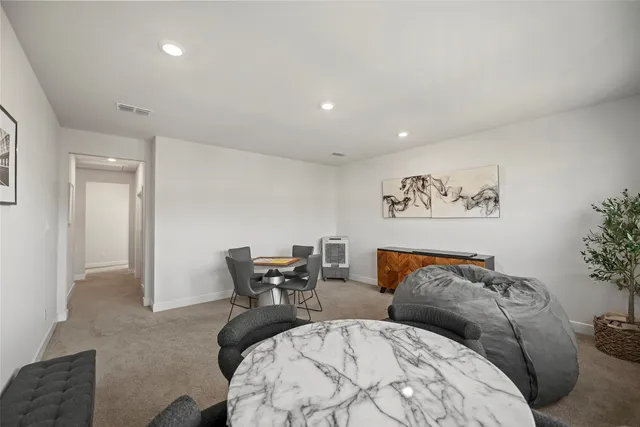 a bedroom with furniture and bed