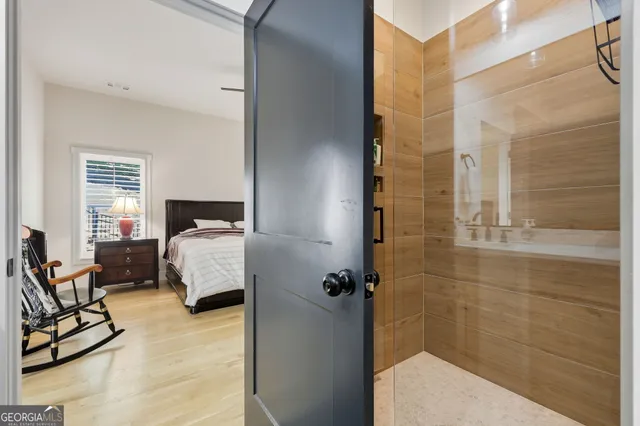 a bed room with a bed and a couch