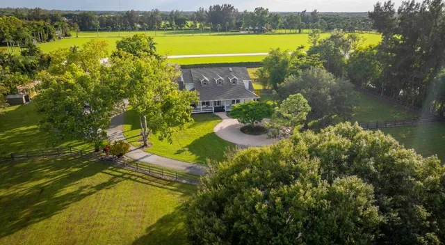 a view of a swimming pool with a yard