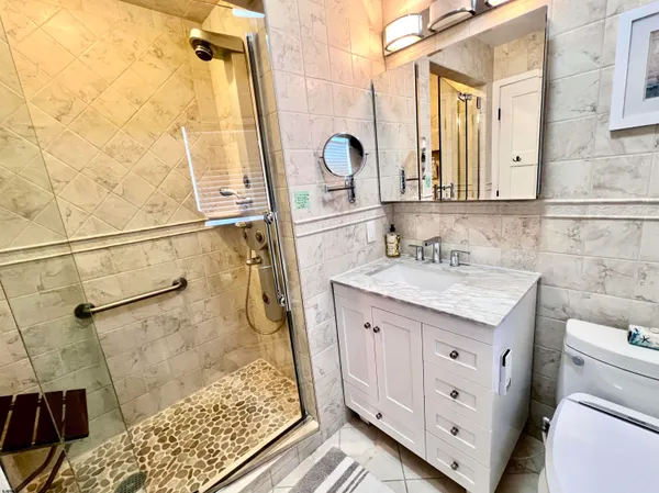 a bathroom with a shower