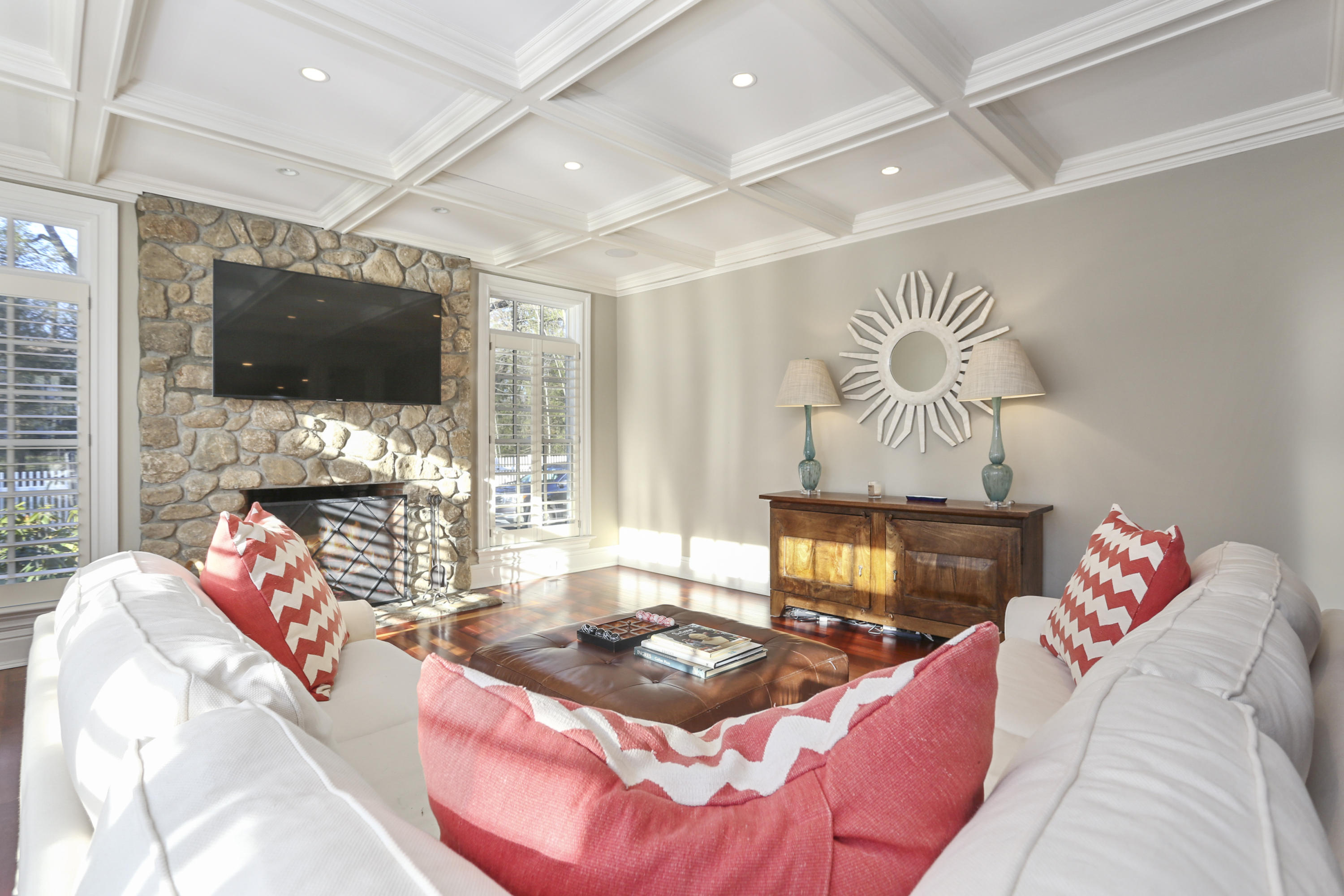 364 Smith Ridge Road New Canaan, CT 06840 - Photo 15 of 39 a living room with furniture and a flat screen tv