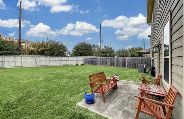 a view of a garden with a slide