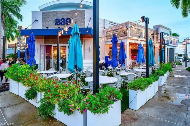 a view of a house with potted plants
